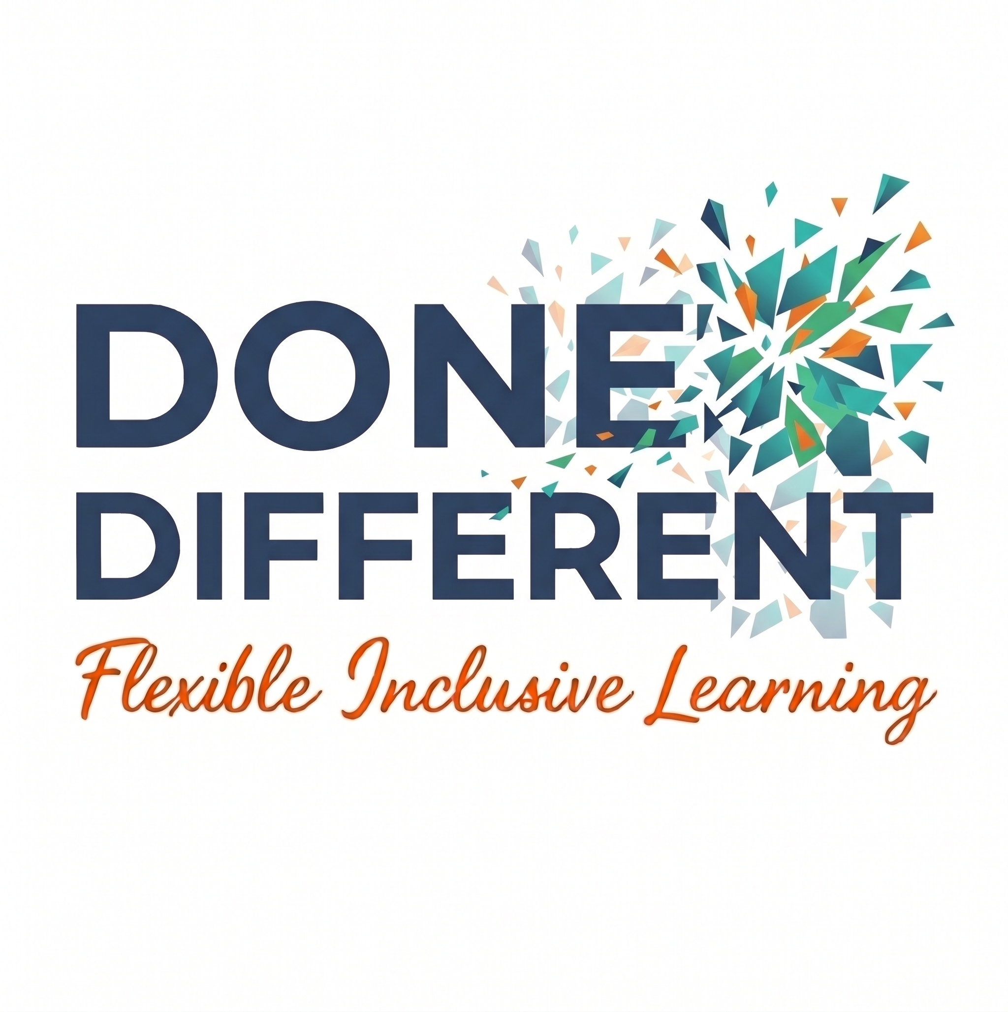Done Different Training logo — text reads Flexible Inclusive Learning with a colourful geometric burst design