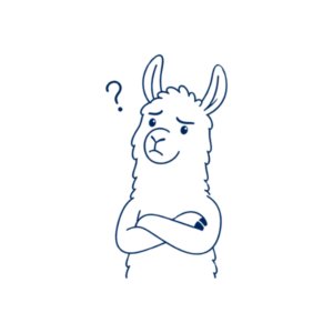 A cute line-drawing of a puzzled llama, wondering if it's really a sheep.
